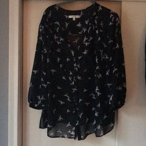 Sheer bird print top